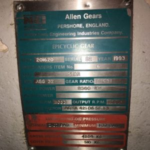 Siemens SGT200-1S 1500 RPM Main gearbox